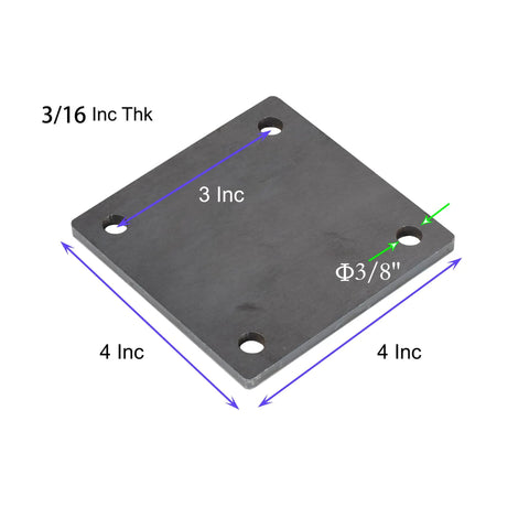 4x4 Steel Plates With Holes 3/16 Inch Thick 4 Pack Square Mounting Plates Pre Drilled For Welding Brackets Posts And Diy Projects