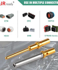 Ultimate JRready Deutsch DTM Connector Pins And Sockets Kit Size 20 shown with multiple connector types for car wiring.