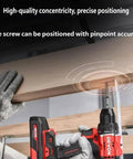 20V Brushless Cordless Drill Driver 55Nm Torque 10Mm Chuck With 2X5Ah Batteries in use drilling a screw into wood.