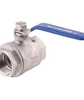 Heavy Duty 304 Stainless Steel Full Port Ball Valve for Water Oil and Gas with Blue Locking Handle 1-1/4 Inch NPT
