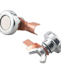 Heavy Duty 500A Magnetic Welding Ground Clamp With Quick Release Iron Earth Clip for flat and round surfaces shown from a top angle.