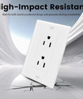 Fifty Pack White Tamper Resistant Power Outlets With Matching Wall Plates Safe Shutters No Hassle Setup Pro Grade Components Built Tough, high-impact resistant outlet.