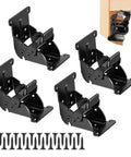 4 Pack Heavy Duty Folding Brackets Rock Solid Self Locking Extension Supports With Mounting Hardware For Table Bed And Workbench Legs Beefy Cold Rolled Steel Black, shown in black metal finish.