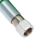 Close-up of connector on heavy duty silicone steam hose for irons, 9.8 ft middle pressure, green, pro grade durability.
