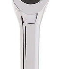 Half Inch Drive 72-Tooth Pear Head Ratchet Wrench With Chrome Finish, minimal arc swing, visible packaging and markings for identification.