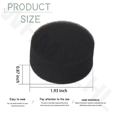 8 Pack 2 Inch Round Air Compressor Intake Filter Replacement Set CAC1372 CAC1373 D24233 D24235 40 PPI Sponge Filter Keeps Dirt Out and Air Flow Smooth for Most Brands shown with size dimensions