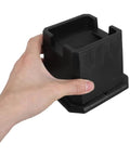 Built Tough Heavy Duty Adjustable Furniture Legs Set Of Four Thick Plastic Glides For Couch Bed Desk Table shown in hand.