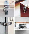 4 Pack 58mm Stainless Steel Heavy Duty Rust Resistant 90 Degree Tool Box Hood Locks Latches installed on box corners and doors