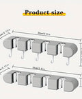 Dimensions of Wall Mounted Broom And Mop Organizer With Four Racks And Five Hooks For Home Kitchen Garage Garden Laundry Room