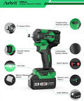 Cordless Brushless Impact Wrench Kit With 650 Nm Torque Half Inch Drive Two Batteries Beefy Compact Yet Powerful Tire And Home Tool