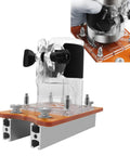 Rock Solid Wood Trim Router Base For 65mm Palm Tools with clear plastic mount and stable aluminum structure, ideal for precise woodworking.