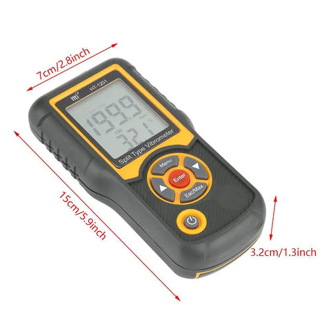Split Type Digital Vibration Meter With LCD Display, Vibrometer And Vibration Analyzer For Measuring Vibration Speed, Acceleration And Displacement, Pro Grade Portable Vibration Tester For Mechanical, Electrical, Aerospace And Industrial Applications, 15cm