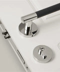 Lychee Skin Door Lock Set In Brass Black Modern Interior Hardware With Dummy Handle For Bedroom And Bathroom Sleek Finish Easy Privacy And Smooth Operation