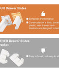 Comparison of Easy Fit Drawer Slide Socket Set for cabinets and RVs with superior white plastic and alternative lower quality models.