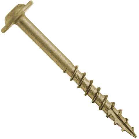 Eight By One Quarter Inch Bronze Ceramic Coated Star Drive Torx Head Exterior Truss Wood Screw with a sharp point.