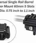 Tactical Shotgun Barrel Mount Clamp System, Five Slot, 2-Piece Design, Fits .75 to 1.1 Inch Barrels, Lightweight Aluminum, Matte Black Finish