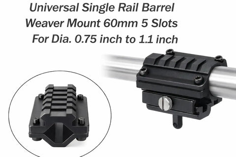 Tactical Shotgun Barrel Mount Clamp System, Five Slot, 2-Piece Design, Fits .75 to 1.1 Inch Barrels, Lightweight Aluminum, Matte Black Finish