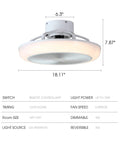 Low Profile Ceiling Fan With Light Enclosed Flush Mount Bladeless Smart Ceiling Fan dimensions and specifications chart