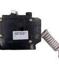 GFCI Two Pole Circuit Breaker, 30 Amp, 120 240 Volt, Common Trip, Self Test, 10 KAIC, 14 4 AWG, Fits 1 Inch Spaces with coiled wire visible