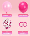 Hot Pink Balloon Set For Girls Birthday Parties And Baby Showers 65 Pieces Includes 12 Inch Hot Pink Balloons Pink Balloons Confetti Balloons And 32 Feet Of Ribbons For Princess Theme Decor, featuring various pink balloons and ribbons.