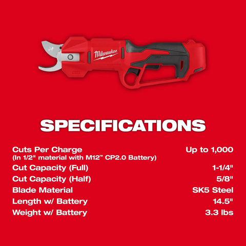 M12 Brushless Pruning Shears Cordless Power For Quick Yard Pruning, Lightweight And Ergonomic Grip with SK5 steel blade