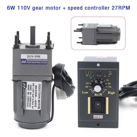 Workhorse 110V 6W AC Gear Motor With Single Phase Design 27 RPM Geared Motor And Variable Speed Controller display