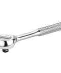Professional One Quarter Inch Drive Reversible Ratchet Built Tough With Heat Treated Chrome Vanadium And SuperKrome Finish, side view
