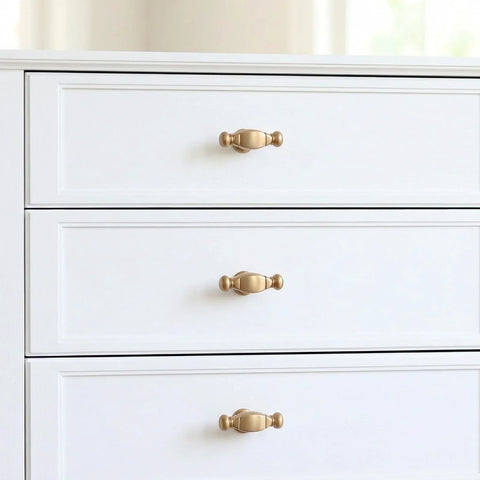 10 Pack Champagne Bronze Bar Cabinet Knobs Zinc Alloy Furniture Drawer Pulls on white dresser