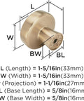 Diagram of Champagne Bronze Cabinet Knob for Drawers and Cabinets, 1-5/16 Inch Diameter (33mm) showing detailed measurements.