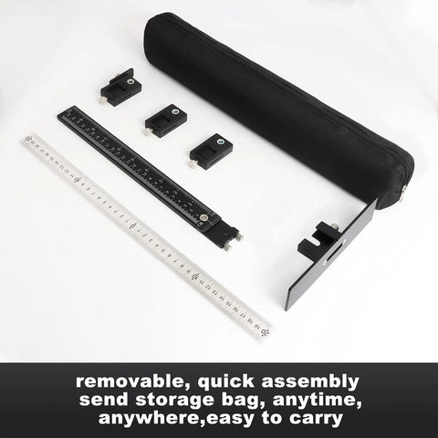 Cabinet Hardware Jig Tool Adjustable Punch Locator Aluminum Drill Template Guide for Wood Doors with storage case