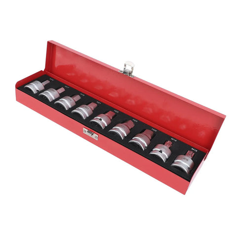 Crucial 9 Piece Torvex Impact Socket Set With 3/4 Inch Drive Cr Mo Hex And Spline Bits For Auto Repair And Workshop Maintenance From M16 To M18 Fasteners Plus Storage Box Included in red case