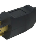 Generator Adapter Cord Converts 15 Amp To 20 Amp Receptacle With Twist To Lock Plug shown with black connector end