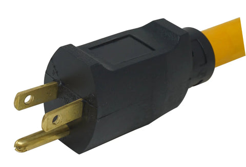 Generator Adapter Cord Converts 15 Amp To 20 Amp Receptacle With Twist To Lock Plug shown with black connector end