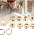 Heavy Duty Brass Router Bushing Set With Template Guide Rings For Woodworking Shops Featuring Quick Install Design and exact sizing for slick cuts.