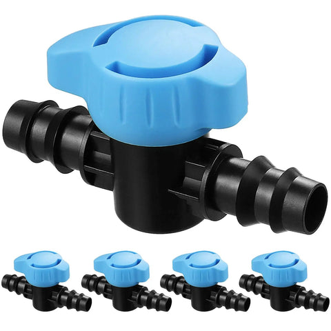 Five Pack Half Inch Drip Irrigation Shut Off Valves Inline Barbed Cut Off Valves For Garden Irrigation System Fits Half Inch Tubing 570 To 620 ID Durable One Piece Construction