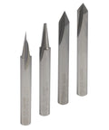 Heavy Duty Four Piece Solid Carbide Engraving And CNC Wood Carving Router Bit Set With One Quarter Inch Shanks Including Profile Bit Carving Liner And Two V Groove Bits Veteran Owned USA