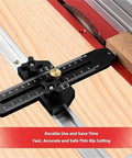 Thin Rip Jig For Table Saws With Micro Adjustable Woodworking Guide And Anti Kickback Safety Design, installed on table saw