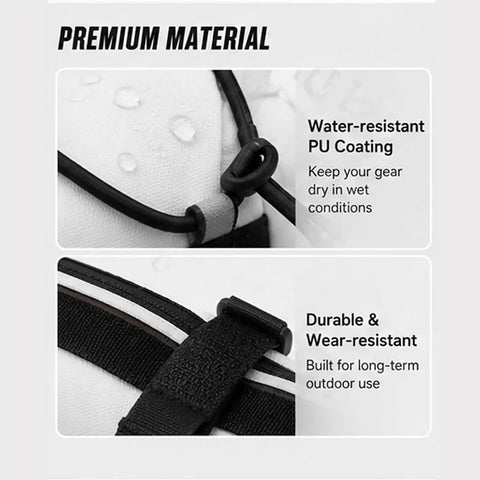 Close-up of Waterproof Bike Handlebar Bag For Marin Mount Vision Rift Zone Nail Trail Hawk Hill Front Storage Bag With Dual Zippers Ride-Ready Oxford Cloth Pouch For Cyclists Orange Style material