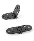 Rounded Corner 180 Degree Foldable Screw On Hinge For Cabinet Flaps And Folding Table Panels Two Pack, hinge open and closed view