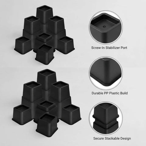 Adjustable Furniture Leveling Feet Screw In Legs For Sofa Bed Or Table Made From Durable PP Plastic Replacement Glides Black Finish