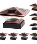 8 Pack Siena Solar Post Cap Deck Lights For 4x4 Wood Posts And 4x4 Or 5x5 PVC Vinyl Posts Bronze Finish Solar Powered Outdoor Post Cap Lighting For Patios And Gardens