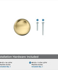 Edona Polished Brass Cabinet Knob 1-1/4 Inch Diameter For Cabinets And Drawers Retro Chic Traditional Style Drawer Knob Classic Brass Hardware 1 Pack Premium Cabinet Knob Replacement with installation screws