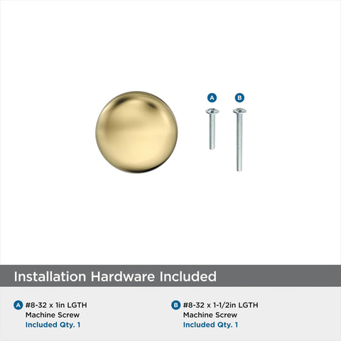 Edona Polished Brass Cabinet Knob 1-1/4 Inch Diameter For Cabinets And Drawers Retro Chic Traditional Style Drawer Knob Classic Brass Hardware 1 Pack Premium Cabinet Knob Replacement with installation screws