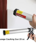 Person using 18:1 Manual Sausage Caulking Gun, 20 Oz Capacity, 600ml Bulk Tube, Aluminum Barrel With Rotating Cone Nozzles, 2 Pack