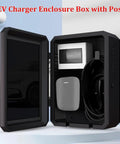 Heavy Duty EV Charger Lock Box With Key Weatherproof Cover For Electric Vehicles side view with Charger and Cable inside