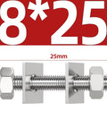 304 Stainless Steel Threaded Rod Kit With Nuts And Square Washers Full Thread Studs Assortment of 25 Lengths from 16mm to 200mm