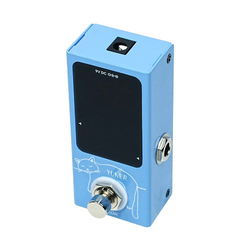 Ultra Compact Tuner Pedal With Pitch LED Indicator For Electric Guitar And Bass, True Bypass, Blue Finish, side angle