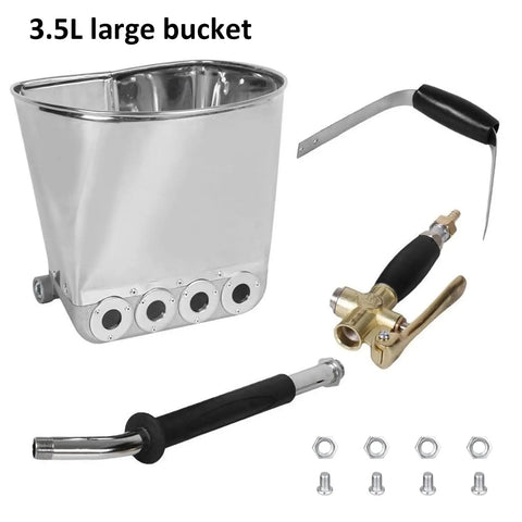 3.5L large bucket with attachments for Pro Stucco Sprayer Kit With Ceiling Hopper Straight Up Beast Mortar Spray Gun For Concrete Plaster Easy Trigger Control Smooth Wall Finish Total Game Changer For Weekend Warriors.