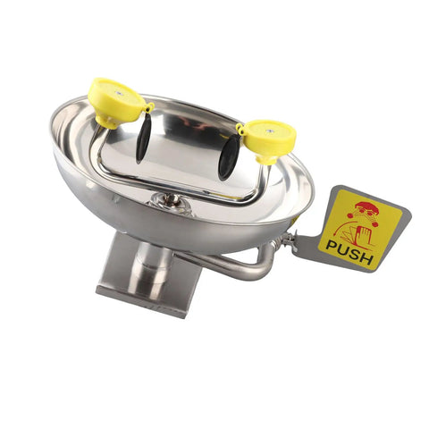 Boss Level Safety With Heavy Duty 304 Stainless Steel Wall Mount Eye Wash Station Featuring Dual Nozzles And Flip Covers