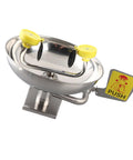 Wall Mounted Emergency Eye Wash Station With Dual Nozzles And Flip Covers, 304 Stainless Steel, Safety Sign Included